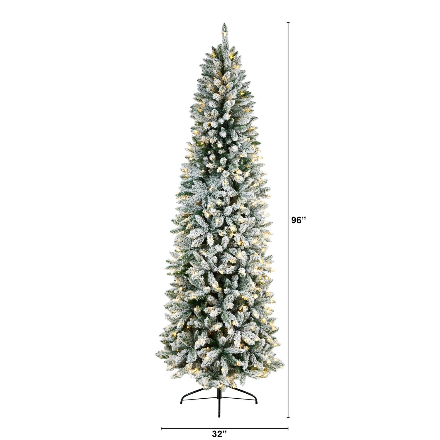 8’ Slim Flocked Montreal Fir Artificial Christmas Tree