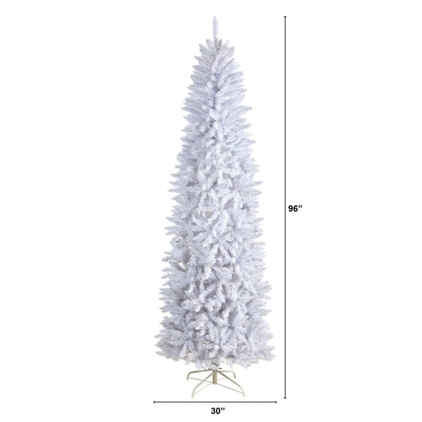 8’ Slim White Artificial Christmas Tree with 1348 Bendable Branches