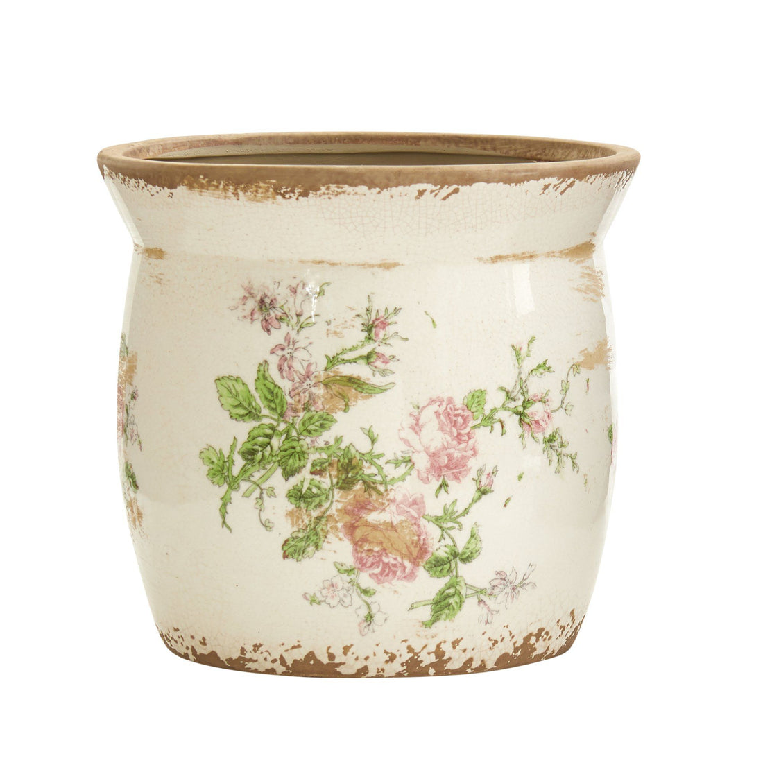 antique ceramic plant pots Nearly Natural 8-in Tuscan Ceramic Floral Print Planter