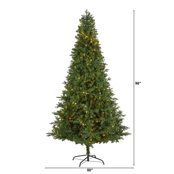 8' Vermont Fir Artificial Christmas Tree with 450 Clear LED Lights