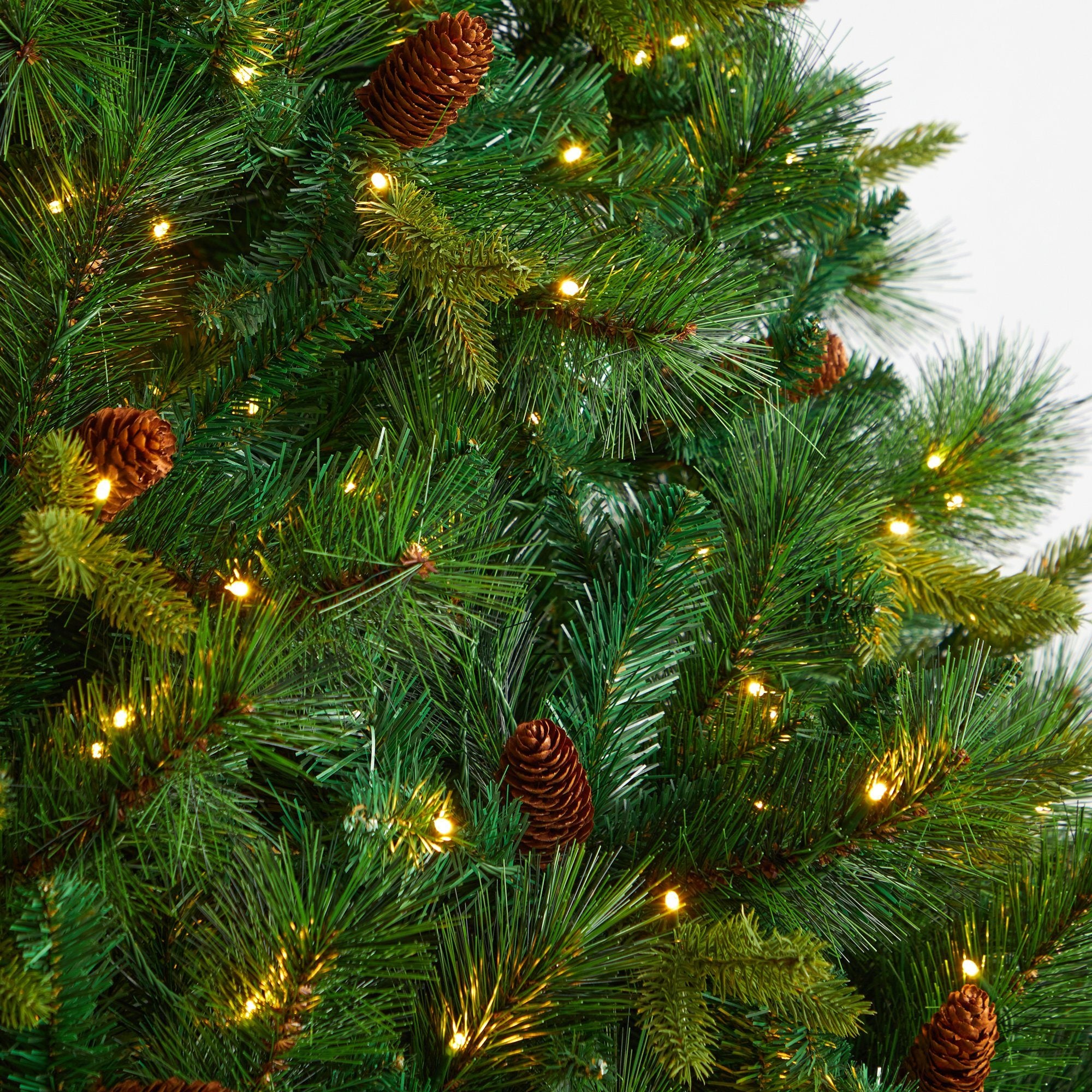 Nearly Natural 8ft. West Virginia Full Bodied Mixed Pine Artificial Christmas Tree with 700 Clear LED Lights and Pine Cones