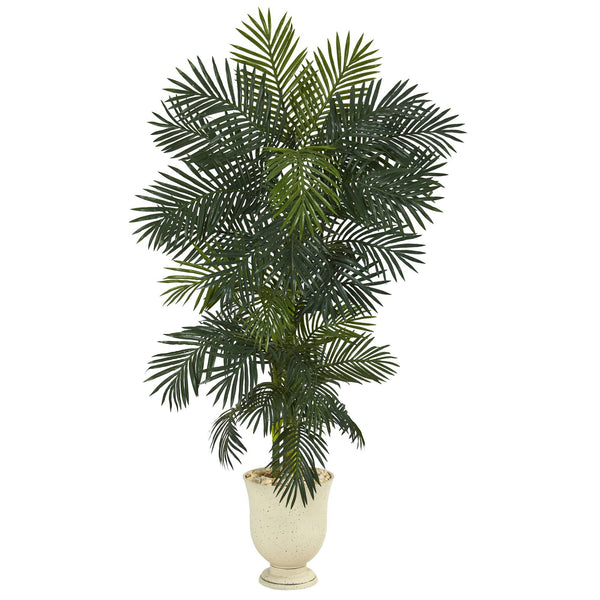 80” Golden Cane Artificial Palm Tree in Decorative Urn