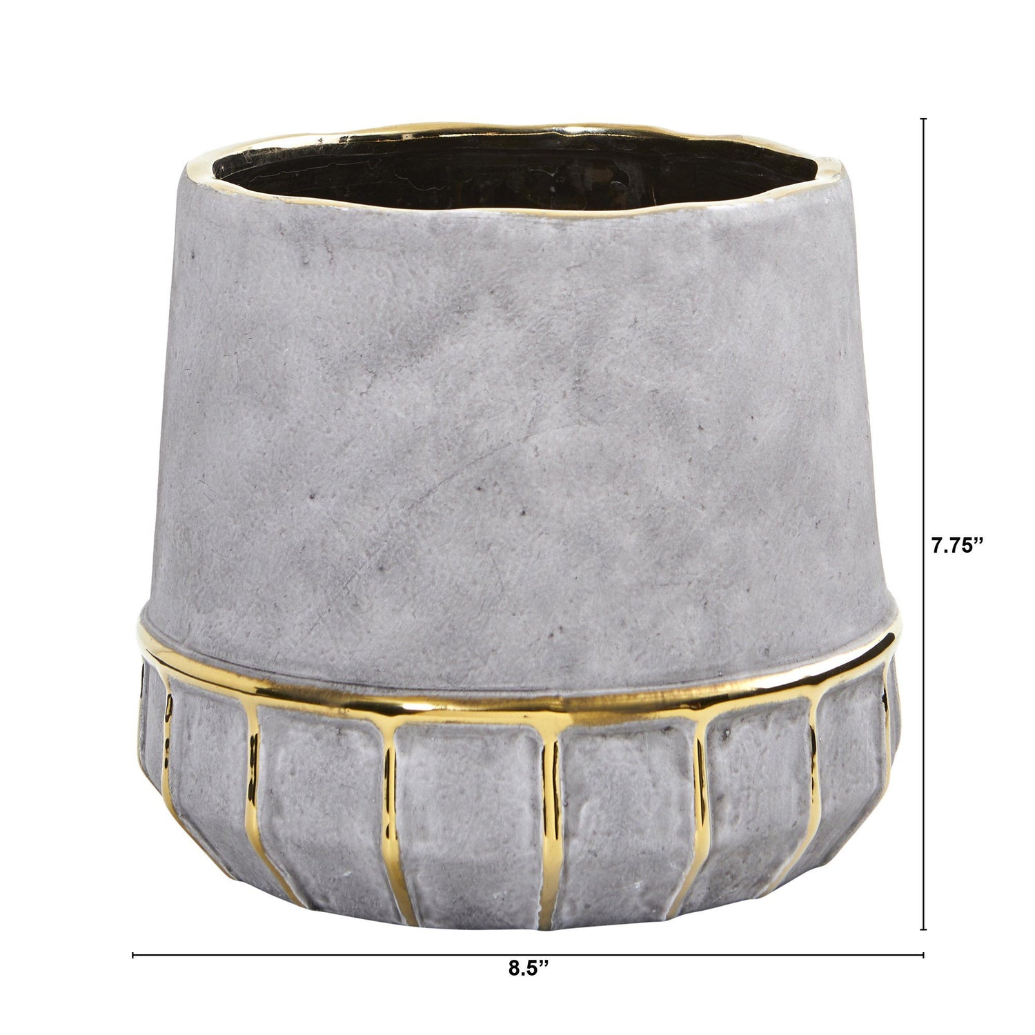 8.5” Regal Stone Decorative Planter with Gold Accents