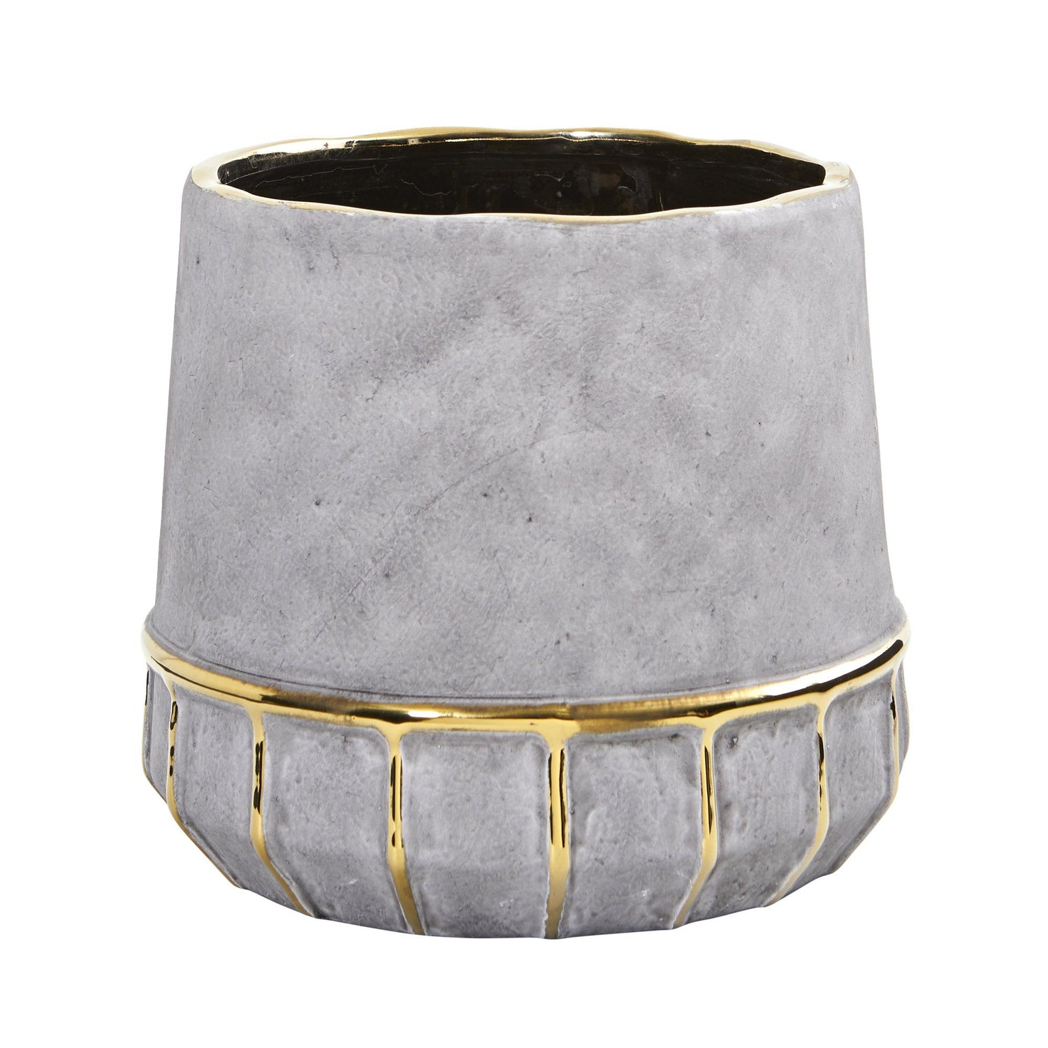 8.5” Regal Stone Decorative Planter with Gold Accents