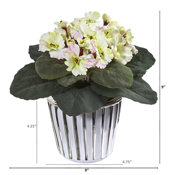 9” African Violet Artificial Plant in White Vase (Set of 2)