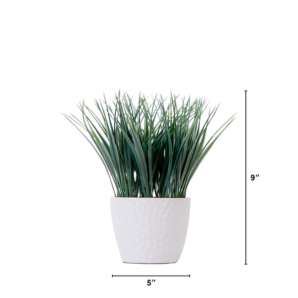 9" Artificial Grass Plant with Decorative Planter