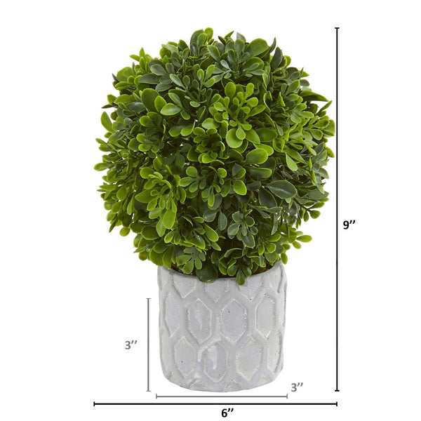 9” Boxwood Artificial Mini Topiary (Set of 3)