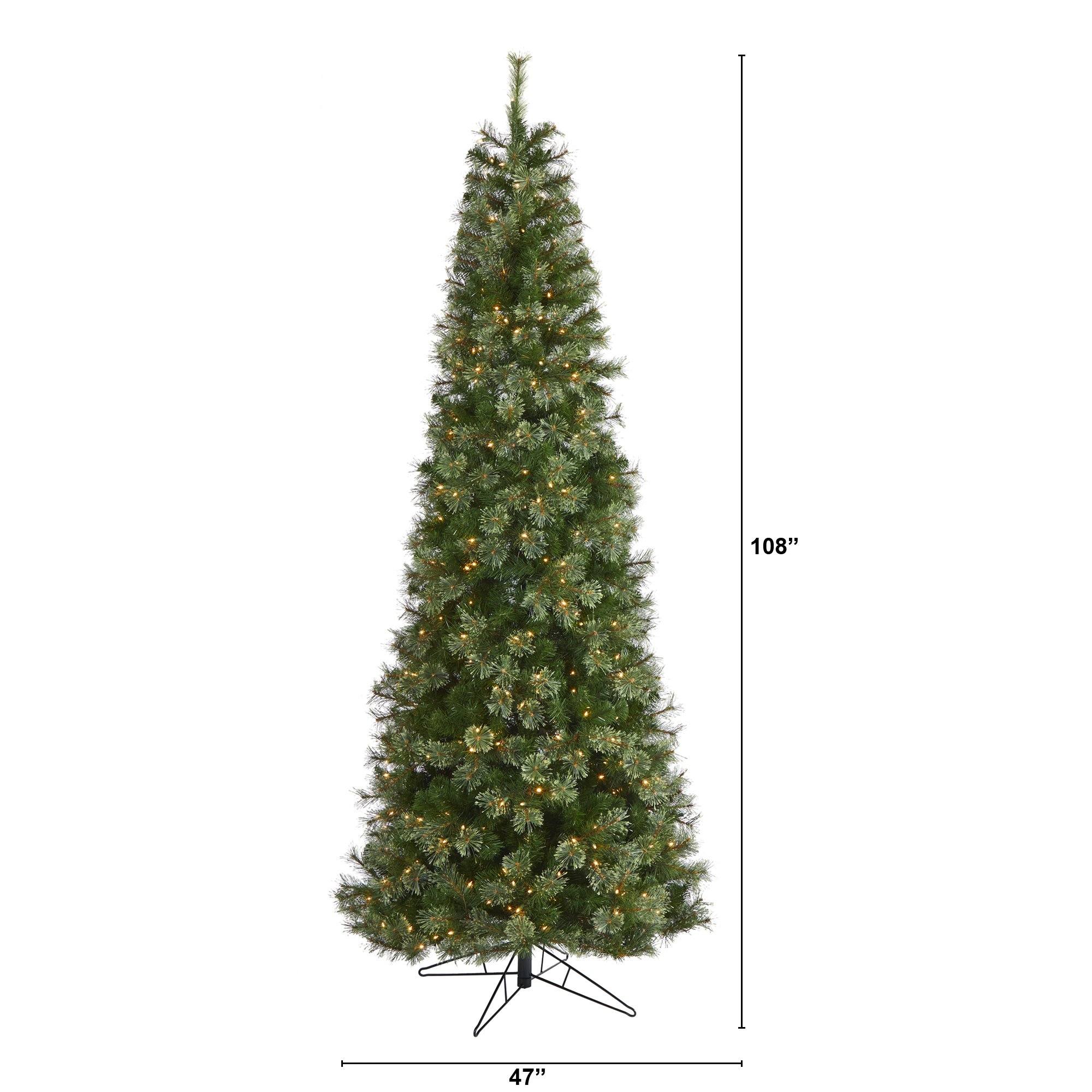 9' Cashmere Slim Artificial Christmas Tree with 550 Warm White
