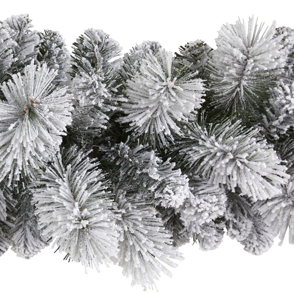 9’ Flocked Christmas Artificial Garland with 180 Bendable Branches