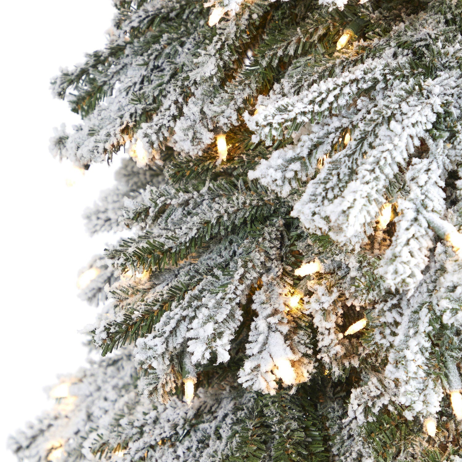 9’ Flocked Grand Alpine Artificial Christmas Tree with 600 Lights and 1183 Branches on Natural Trunk