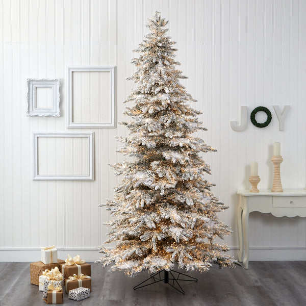 9' Flocked Grand Northern Rocky Fir Artificial Christmas Tree with 8208 ...