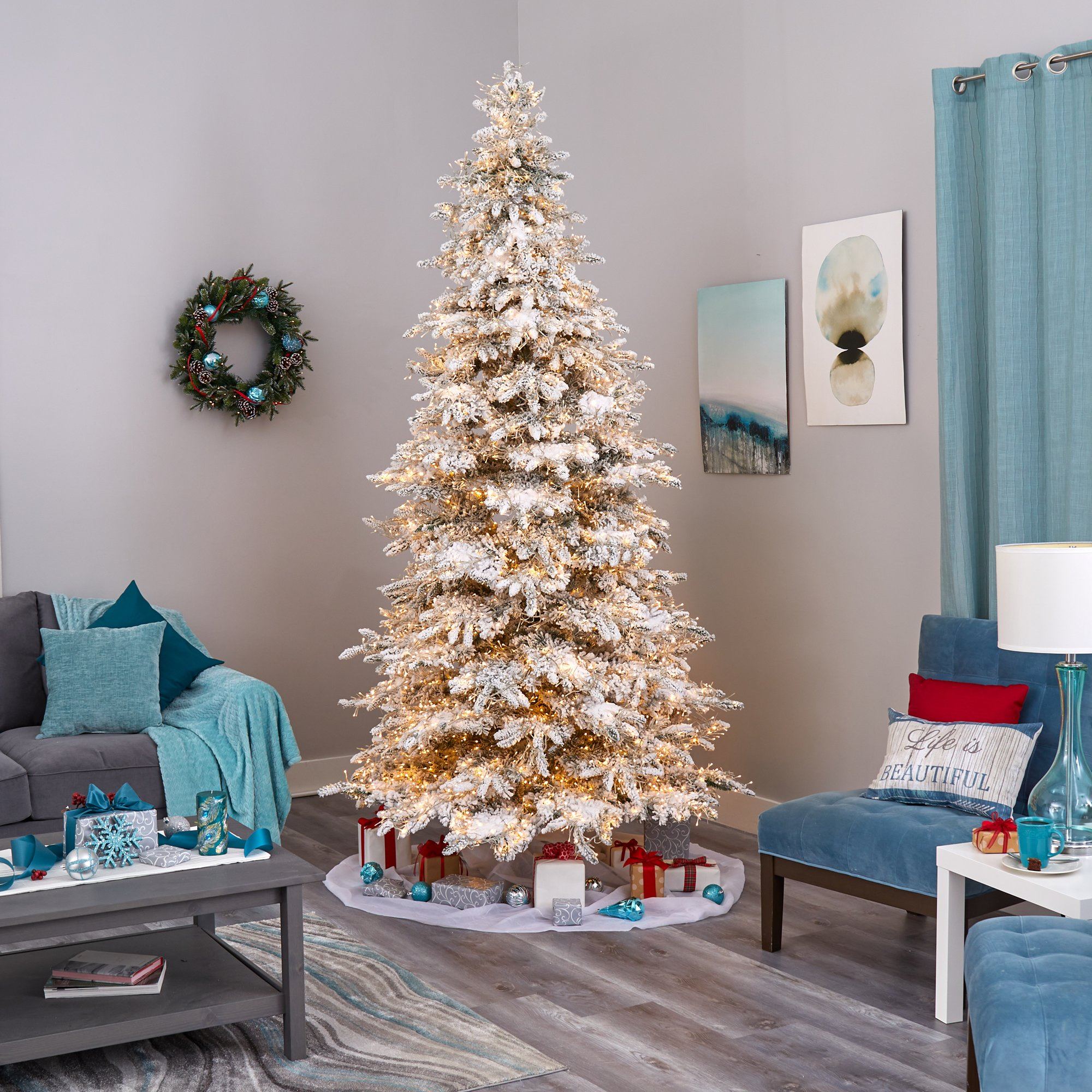 ✳︎new arrival✳︎christmastreeクリスマスツリー③white 9' Flocked Grand Northern Rocky Fir Artificial Christmas Tree with