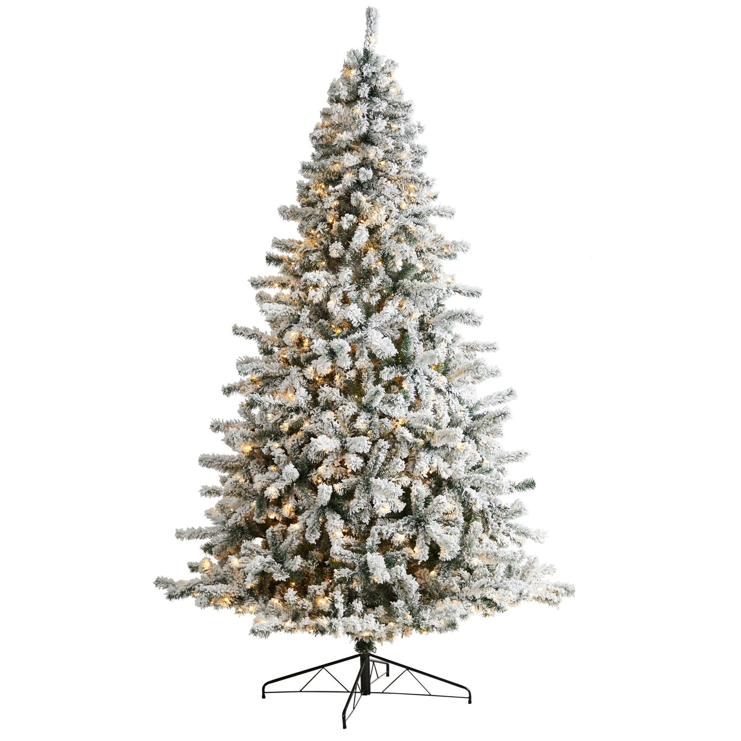 9' Flocked Rock Springs Spruce Christmas Tree with 650 LED Lights and 1550 Bendable Branches