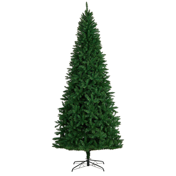 9’ Green Valley Fir Artificial Christmas Tree with 800 Clear LED Lights and 2093 Bendable Branches