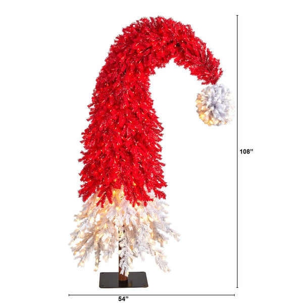 9’ Holiday Red Santa’s Hat Christmas Tree with 600 LED lights and 1992 Bendable Branches
