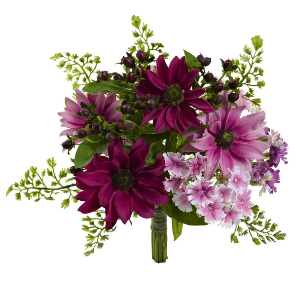 9” Mixed Pink Daisy Artificial Flower Bundle (Set of 3)