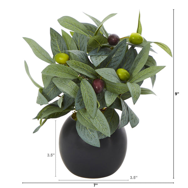 9” Olive Artificial Plant in Decorative Planter