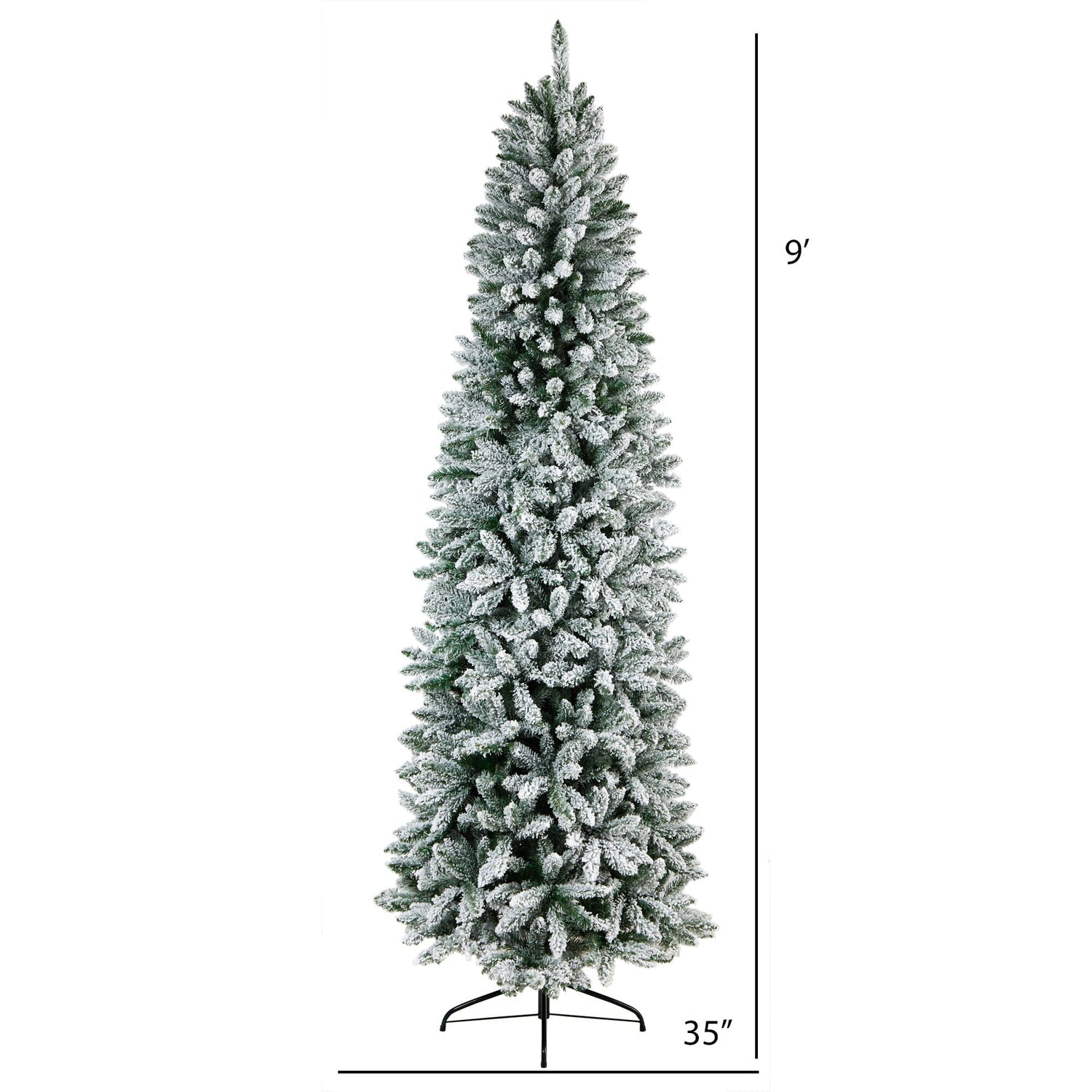9’ Slim Flocked Montreal Fir Artificial Christmas Tree with 1860 Bendable Branches