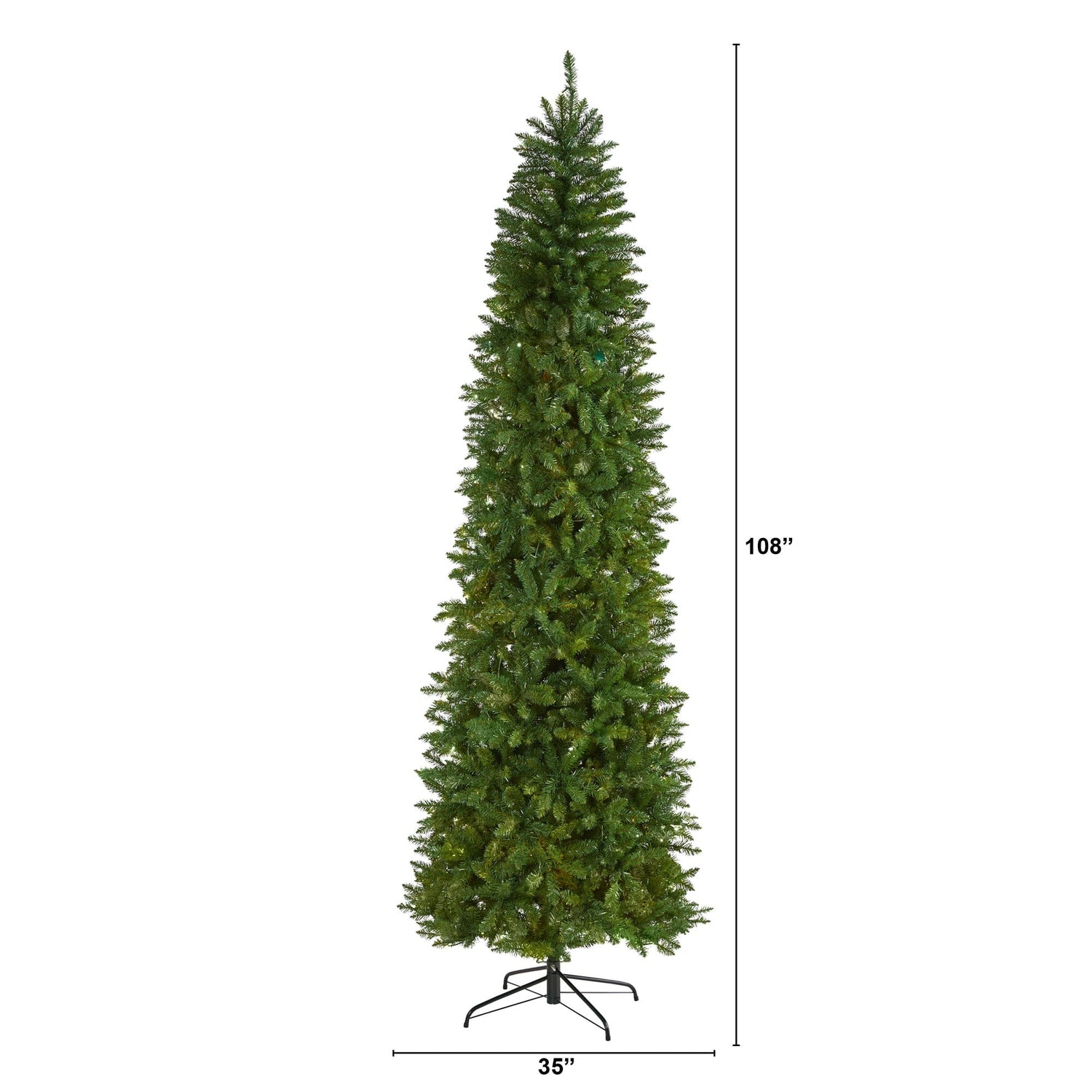 9’ Slim Green Mountain Pine Artificial Christmas Tree with 1860 Bendable Branches