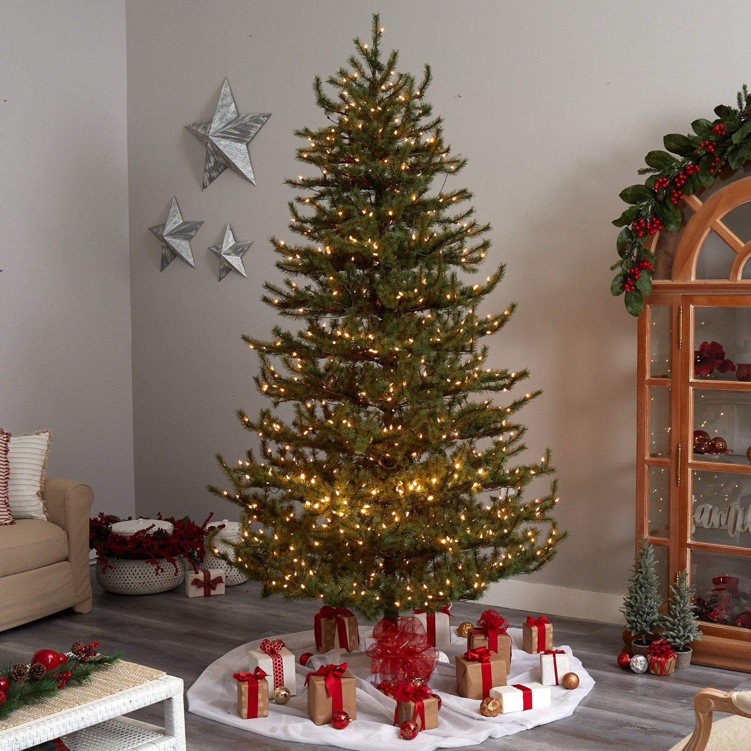 Nearly Natural 9 ft. Frosted Tip Pine Artificial Christmas Tree