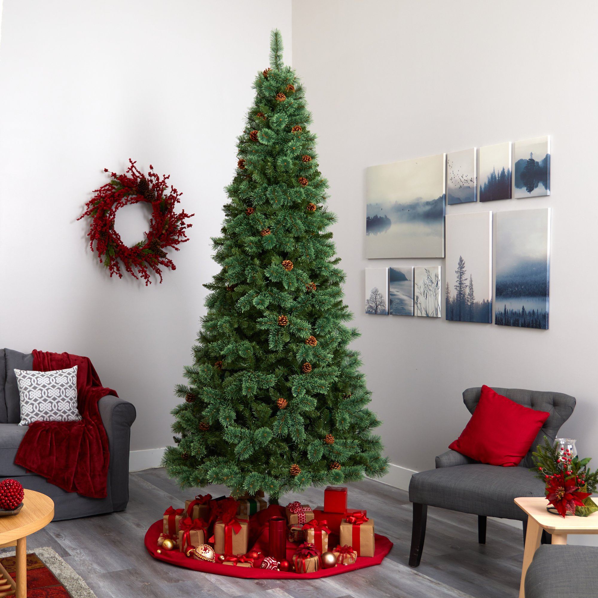 9' White Mountain Pine Artificial Christmas Tree with 650 Clear