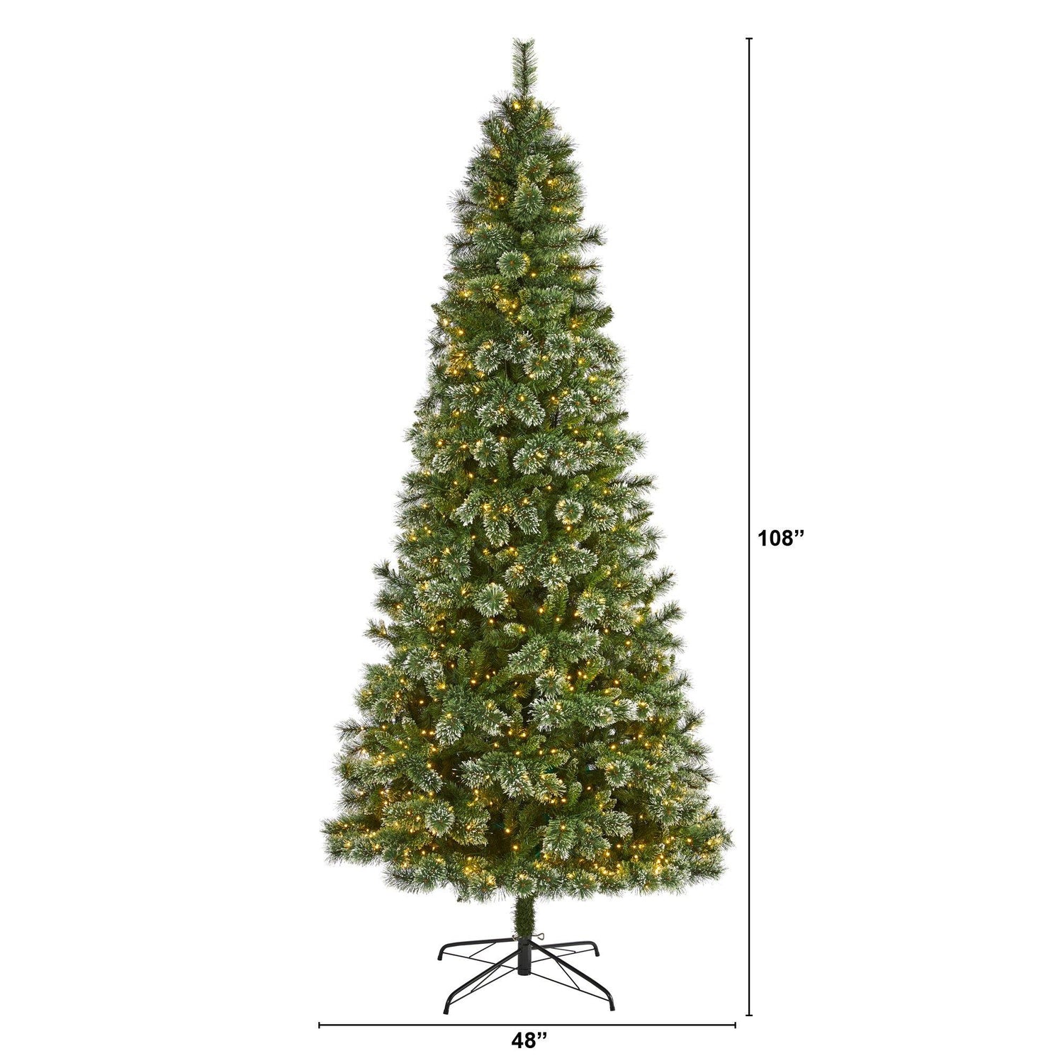 9’ Wisconsin Slim Snow Tip Pine Artificial Christmas Tree with 800 Clear LED Lights