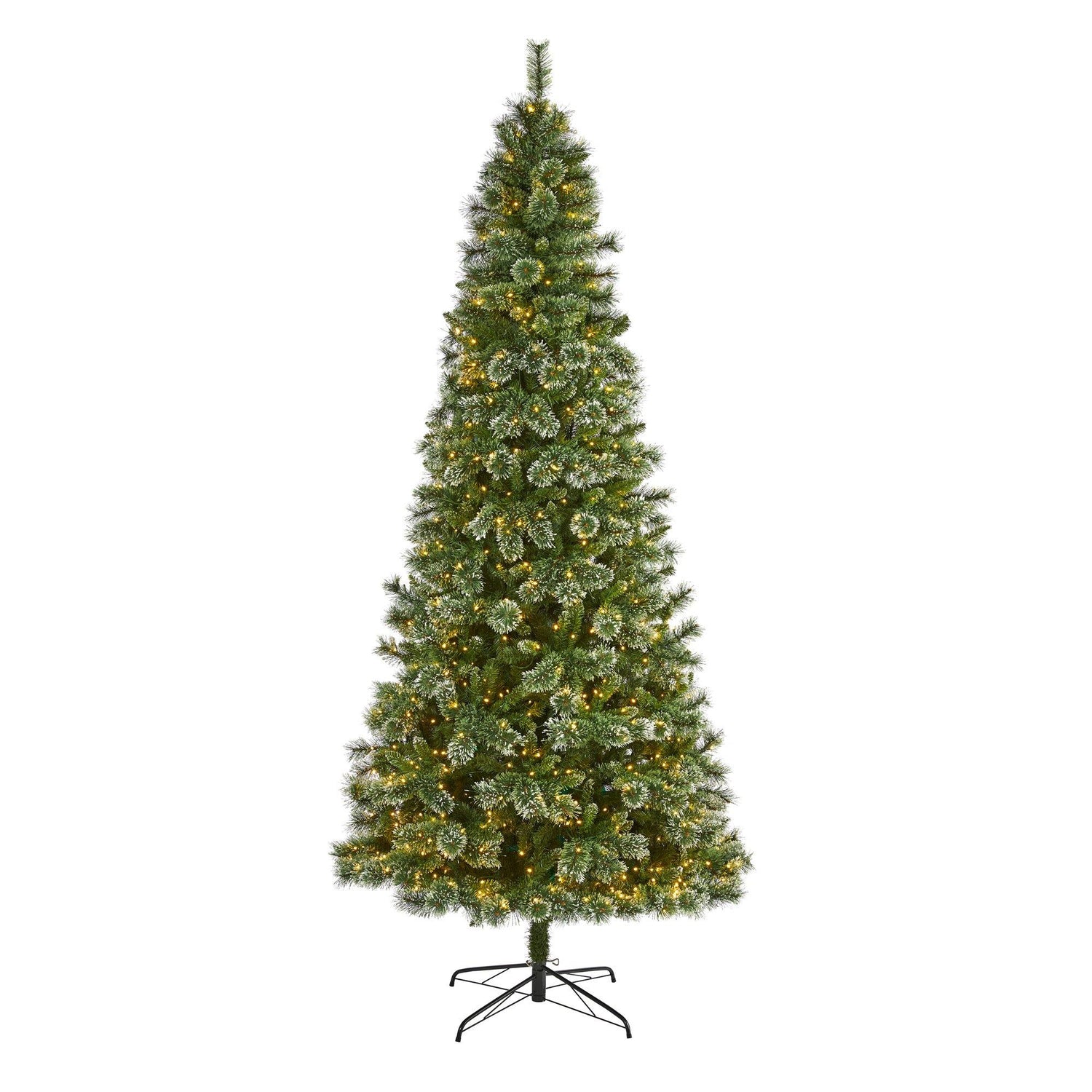9’ Wisconsin Slim Snow Tip Pine Artificial Christmas Tree with 800 Clear LED Lights