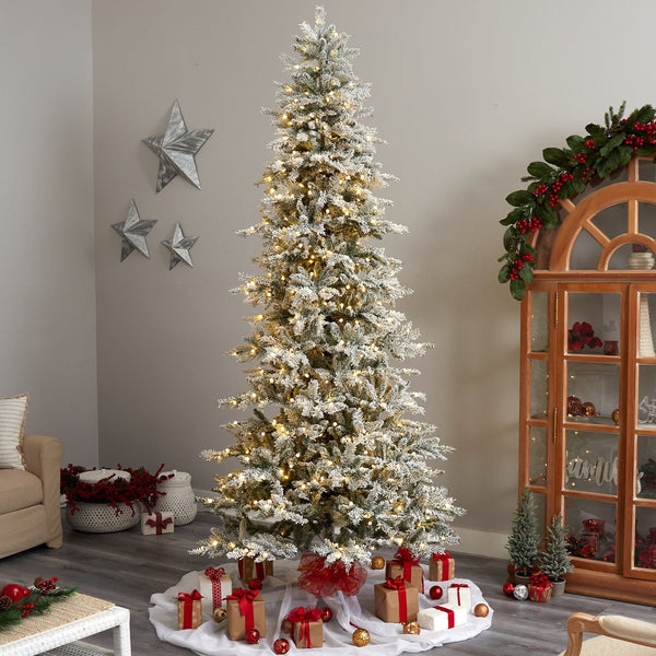 9.5’ Slim Flocked Nova Scotia Spruce Artificial Christmas Tree
