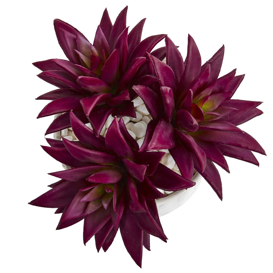 succulent with tall magenta flowers Agave Succulent Artificial Plant in Marble Finished Vase
