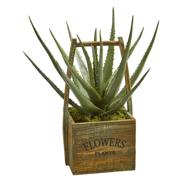 Aloe Artificial Plant in Vintage Decorative Basket