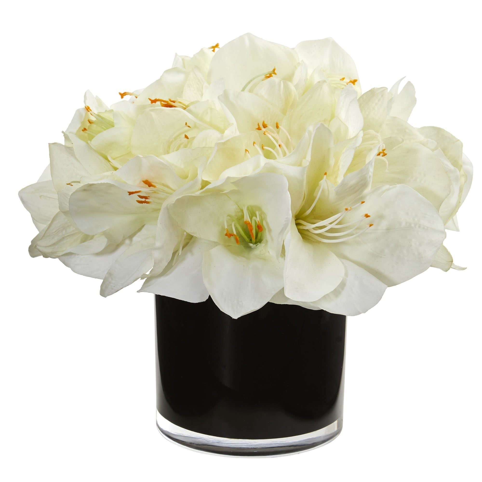 Amaryllis Artificial Arrangement in Glossy Cylinder 1872 Nearly Natural