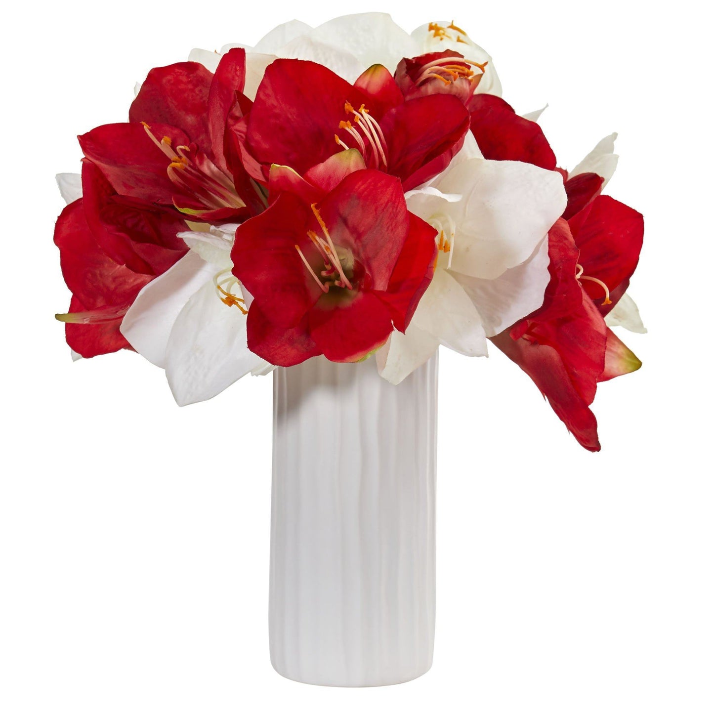 Amaryllis Artificial Arrangement in White Vase 1860 Nearly Natural