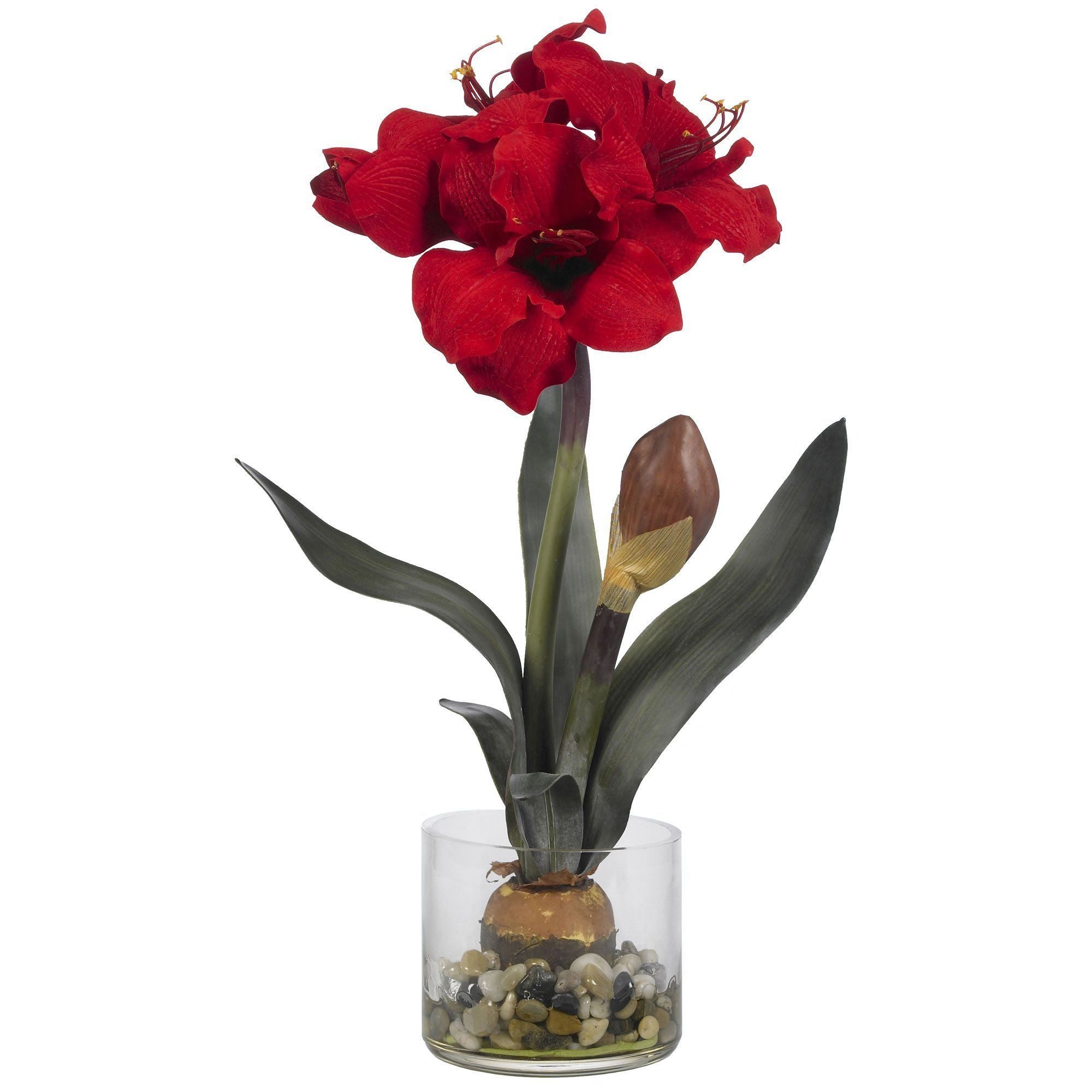 Amaryllis w/Round Vase | Nearly Natural Amaryllis w/Round Vase | Nearly Natural