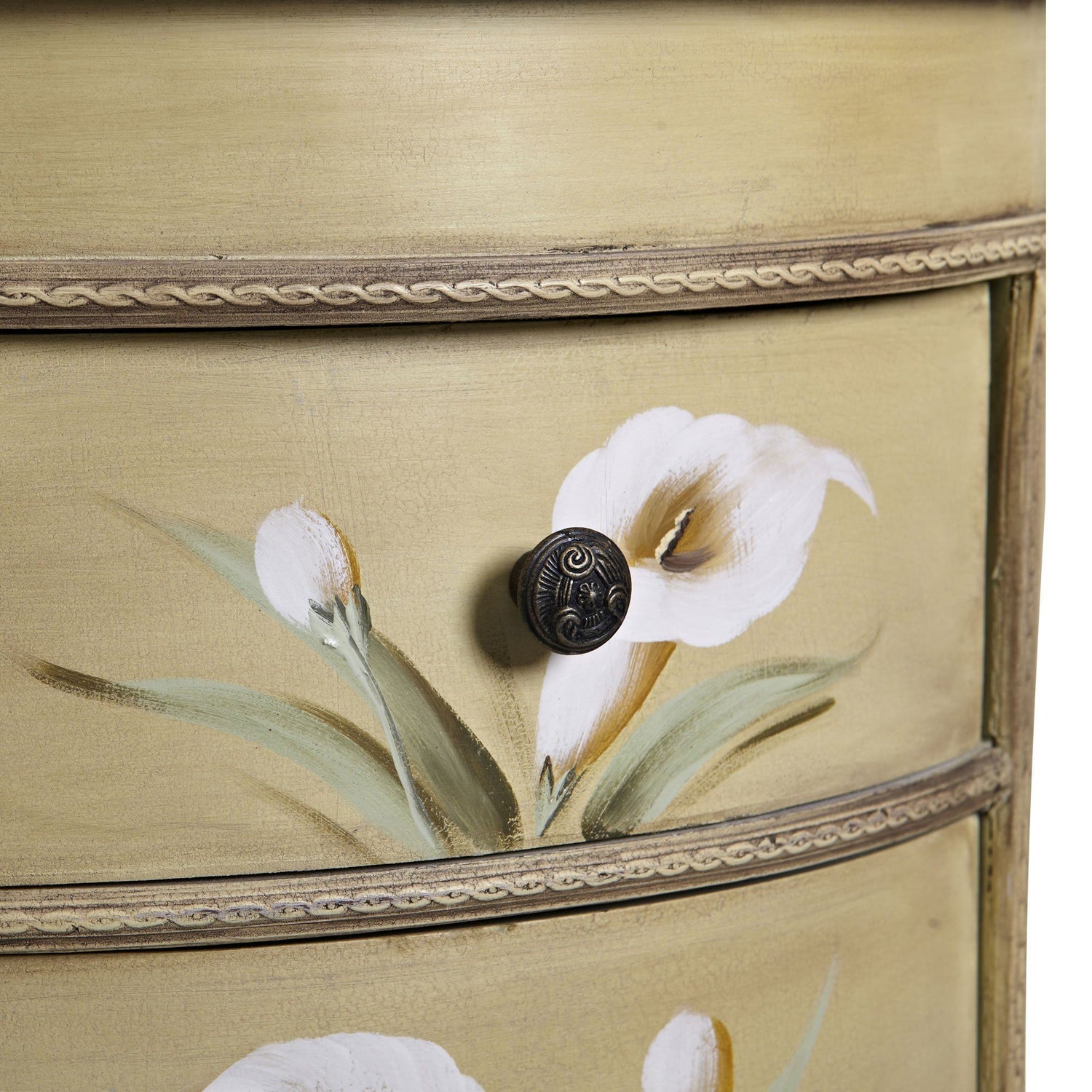 Antique Accessory Table w/Calla Lily Floral Art