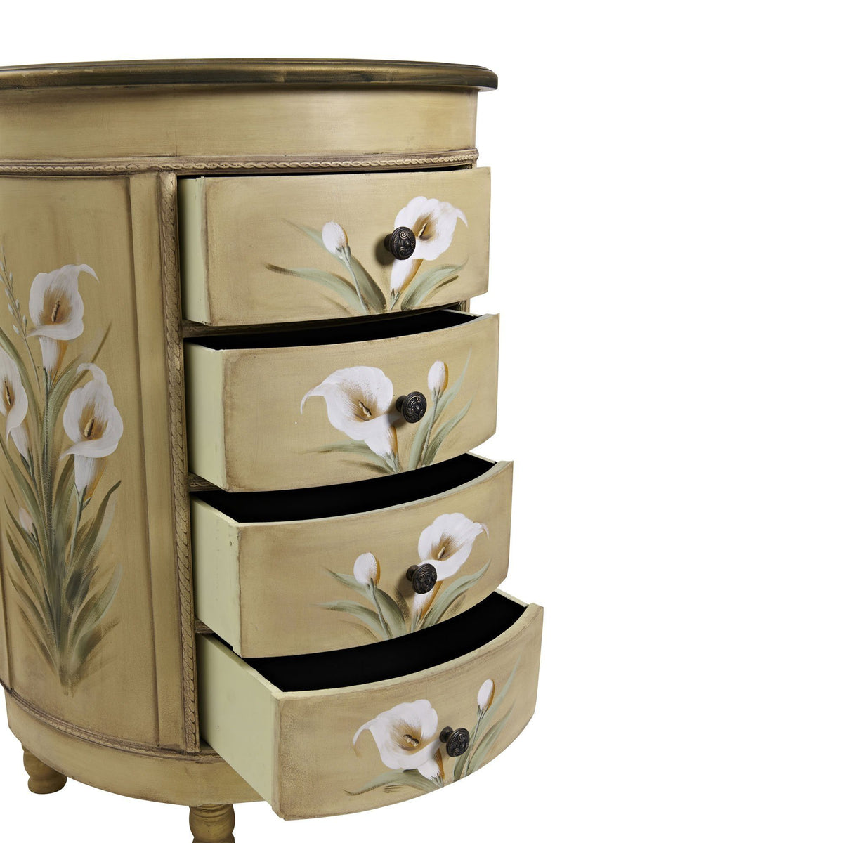 Antique Accessory Table w/Calla Lily Floral Art | Nearly Natural