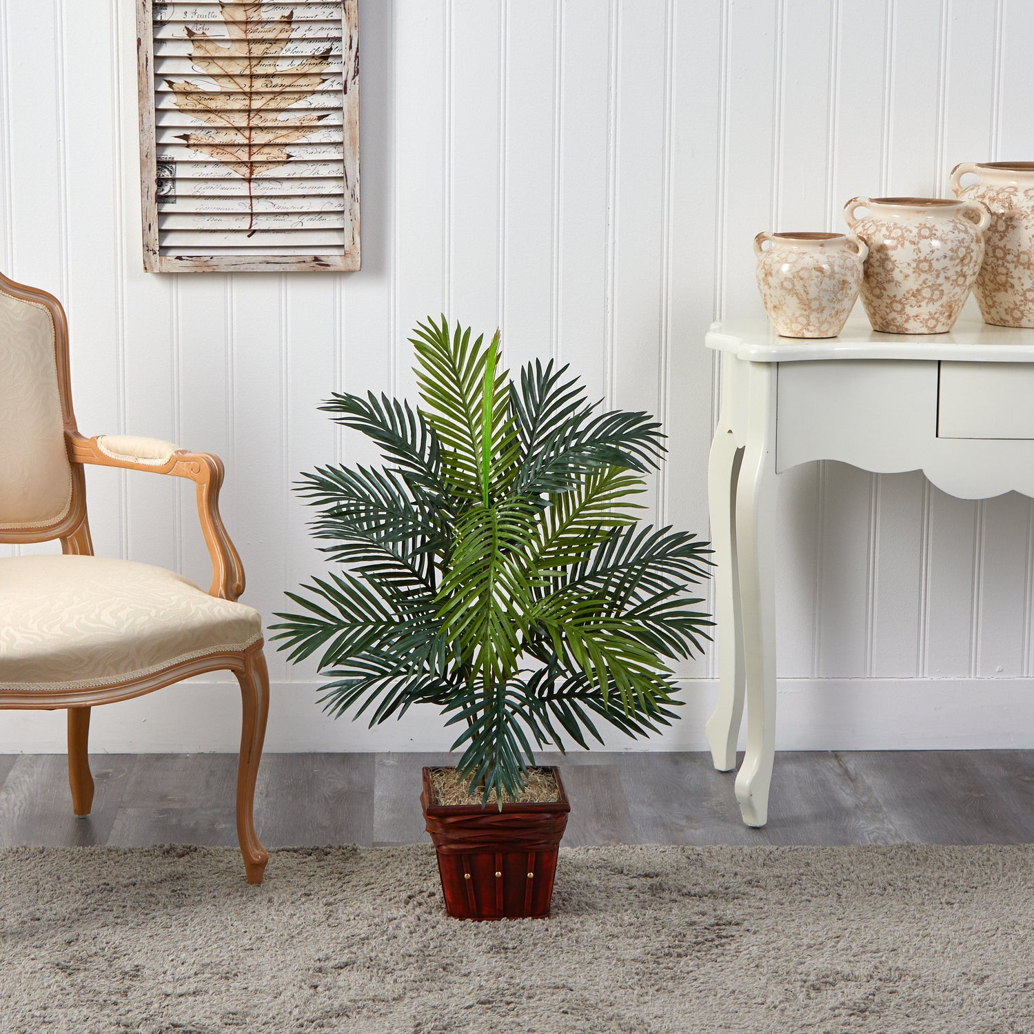 Areca Palm w/Wicker Basket Silk Plant