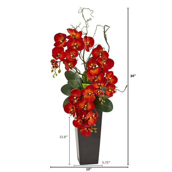 Autumn Phalaenopsis Artificial Arrangement in Black Vase