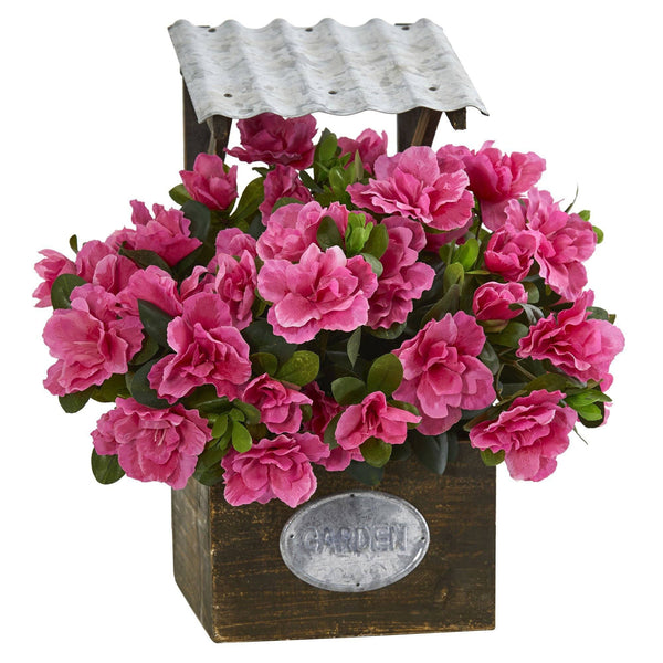 Azalea Artificial Plant in Tin Roof Wood Planter