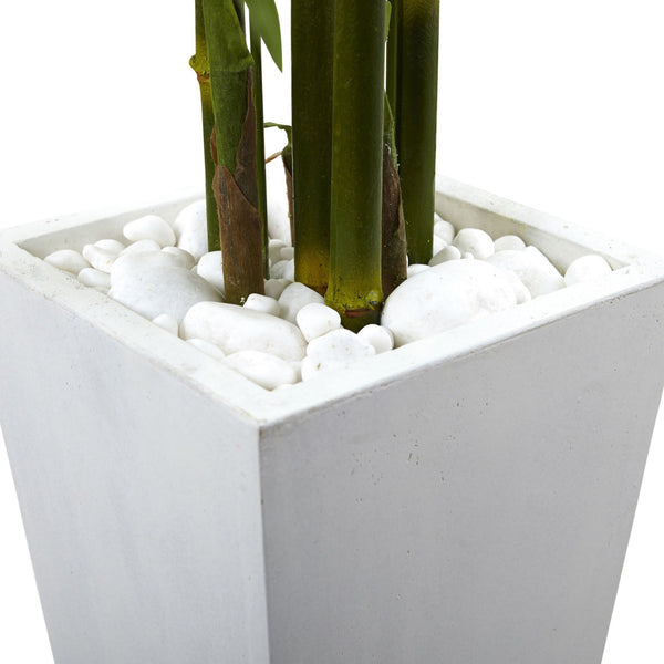 Bamboo Tree with White Planter UV Resistant (Indoor/Outdoor)