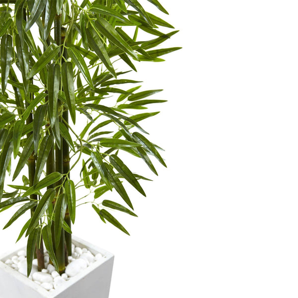 Bamboo Tree with White Planter UV Resistant (Indoor/Outdoor)