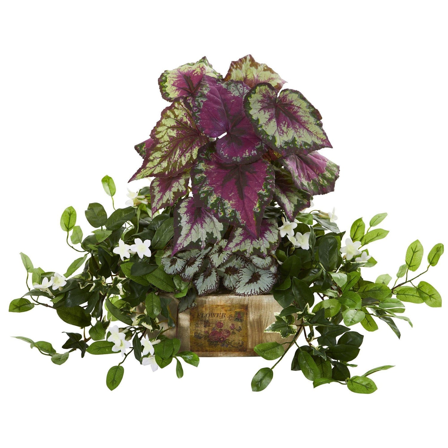Begonia & Stephanotis Artificial Plant in Decorative Planter