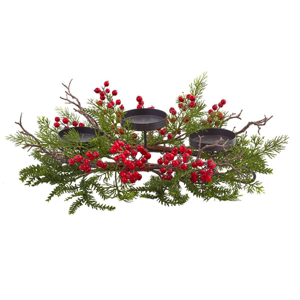 Berry & Pine Triple Candleabrum