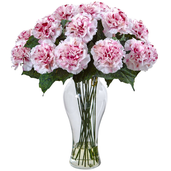 Blooming Carnation Arrangement w/Vase 1403 Nearly Natural