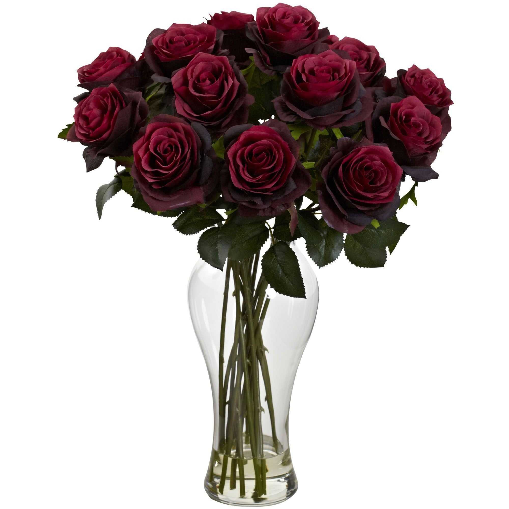 • . ローズ ꪆৎ ˚ Blooming Roses w/Vase 1328 Nearly Natural