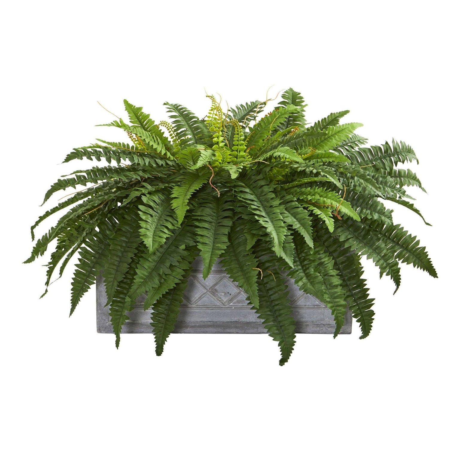 Boston Fern Artificial Plant in Stone Planter