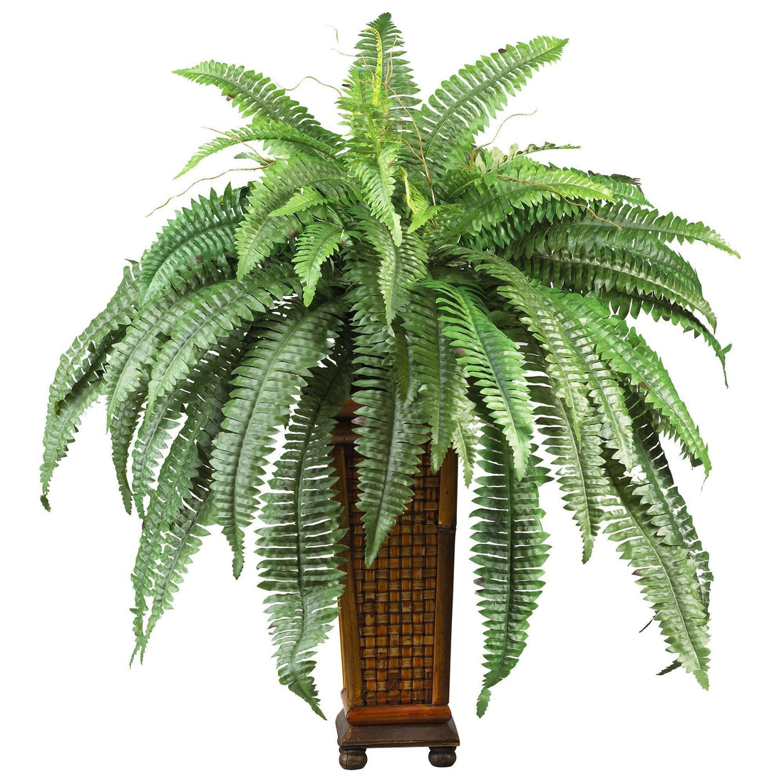 boston palm plant Boston Fern w/Decorative Wood Vase Silk Plant