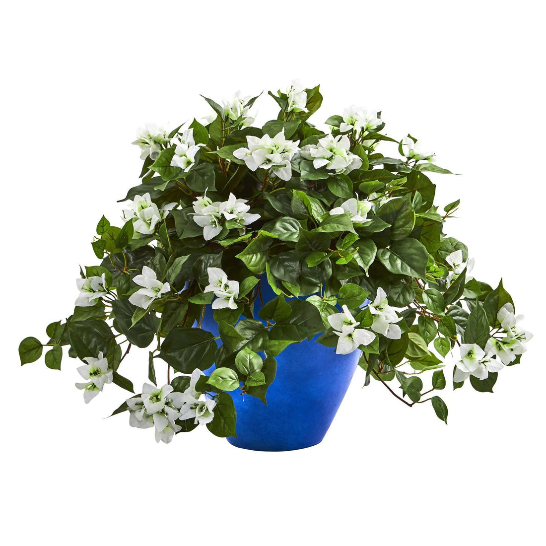 Bougainvillea Artificial Plant in Blue Planter 8273 Nearly Natural