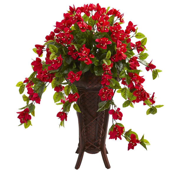 Bougainvillea Artificial Plant in Stand Colored PlanterPlanter