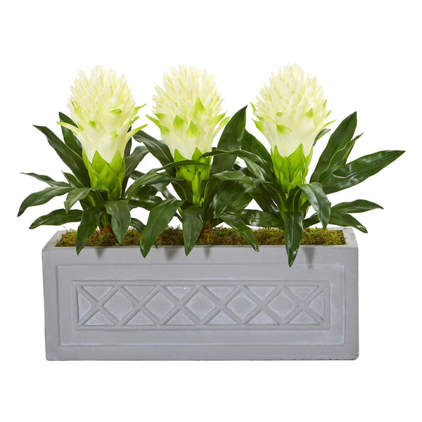 Bromeliad Artificial Plant in Stone Planter