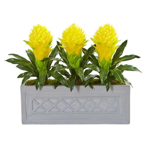 Bromeliad Artificial Plant in Stone Planter